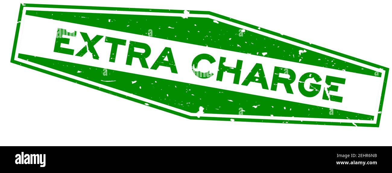 Grafez le mot de charge supplémentaire vert sur le tampon de joint en caoutchouc hexagonal arrière-plan blanc Illustration de Vecteur