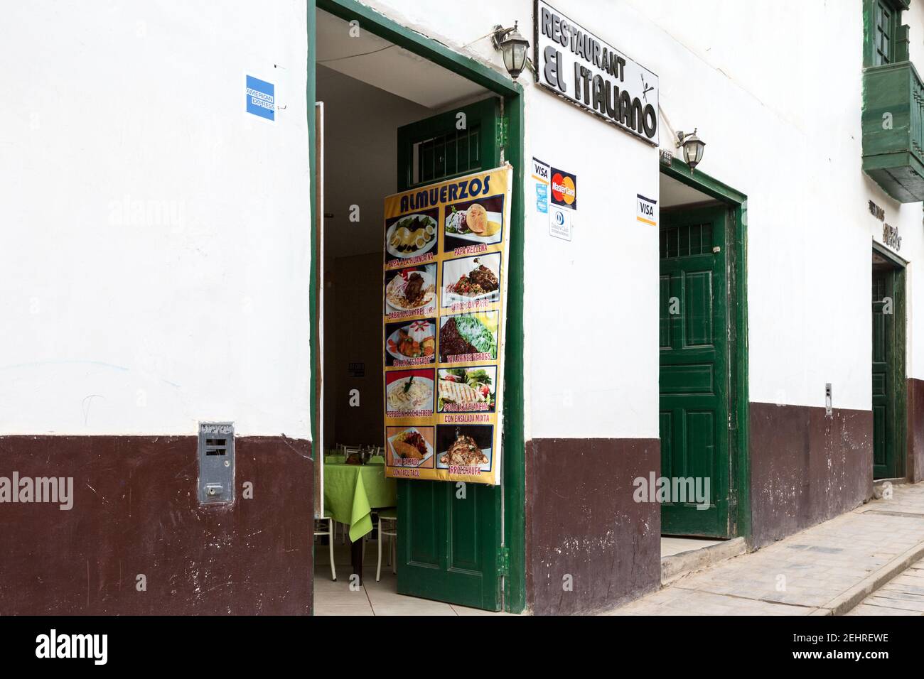 Restaurant, Chachapoyas, ville andine, Pérou Banque D'Images