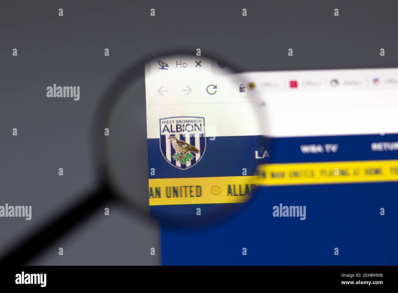 New York, Etats-Unis - 15 février 2021 : site de West Bromwich Albion en navigateur avec logo de la société, Editorial Banque D'Images