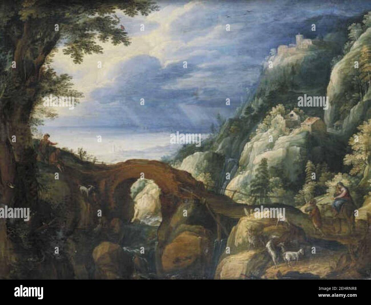 Paul Bril - Landschap met de vlucht naar Egypte Banque D'Images