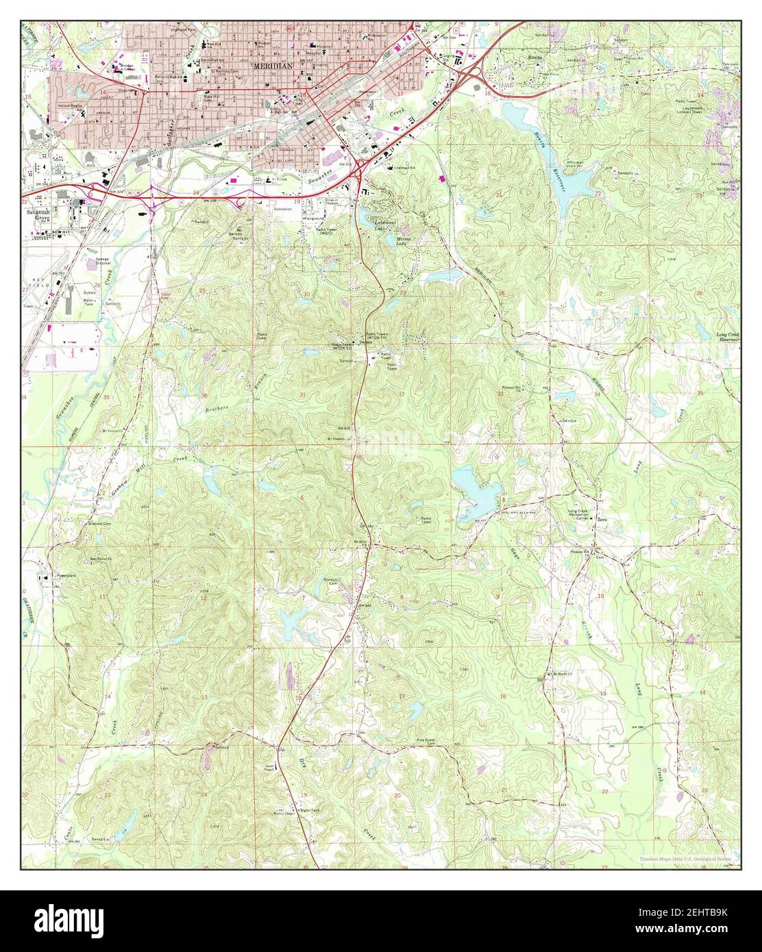 Meridian Sud, Mississippi, carte 1971, 1:24000, États-Unis d'Amérique par Timeless Maps, données U.S. Geological Survey Banque D'Images