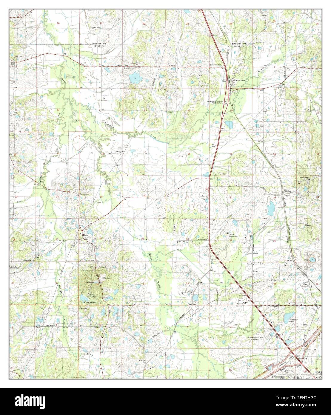 Pocahontas, Mississippi, carte 1980, 1:24000, États-Unis d'Amérique par Timeless Maps, données U.S. Geological Survey Banque D'Images