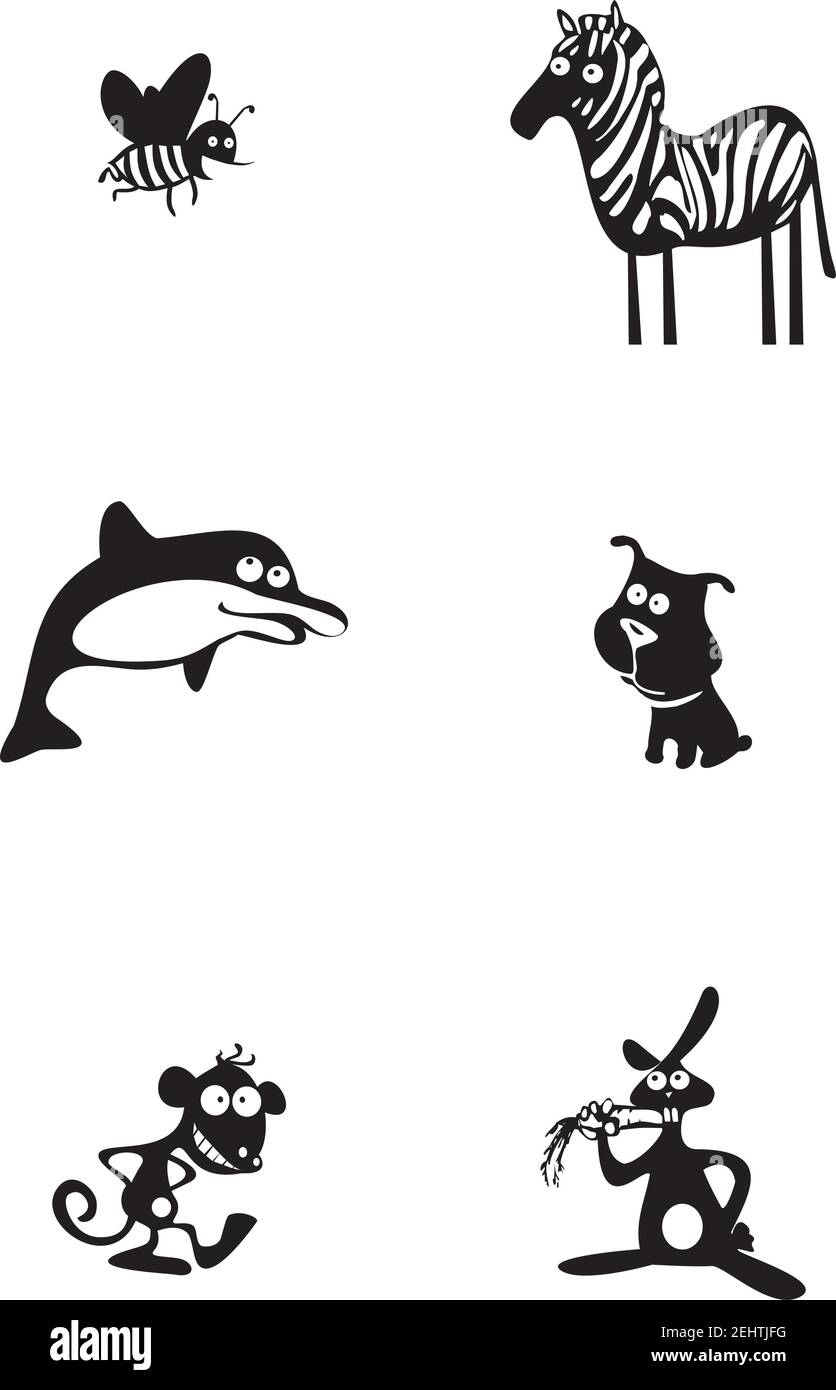 Ensemble animaux de dessin animé drôle Illustration de Vecteur