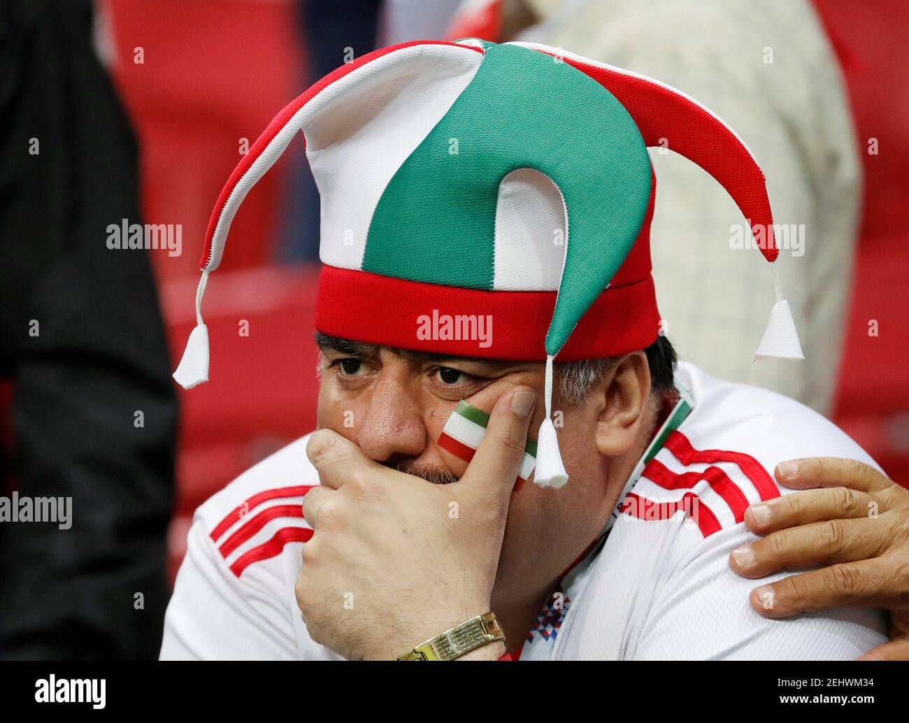 Football football - coupe du monde - Groupe B - Iran contre Espagne - Kazan Arena, Kazan, Russie - 20 juin 2018 les fans iraniens semblent découragés après le match REUTERS/Toru Hanai Banque D'Images