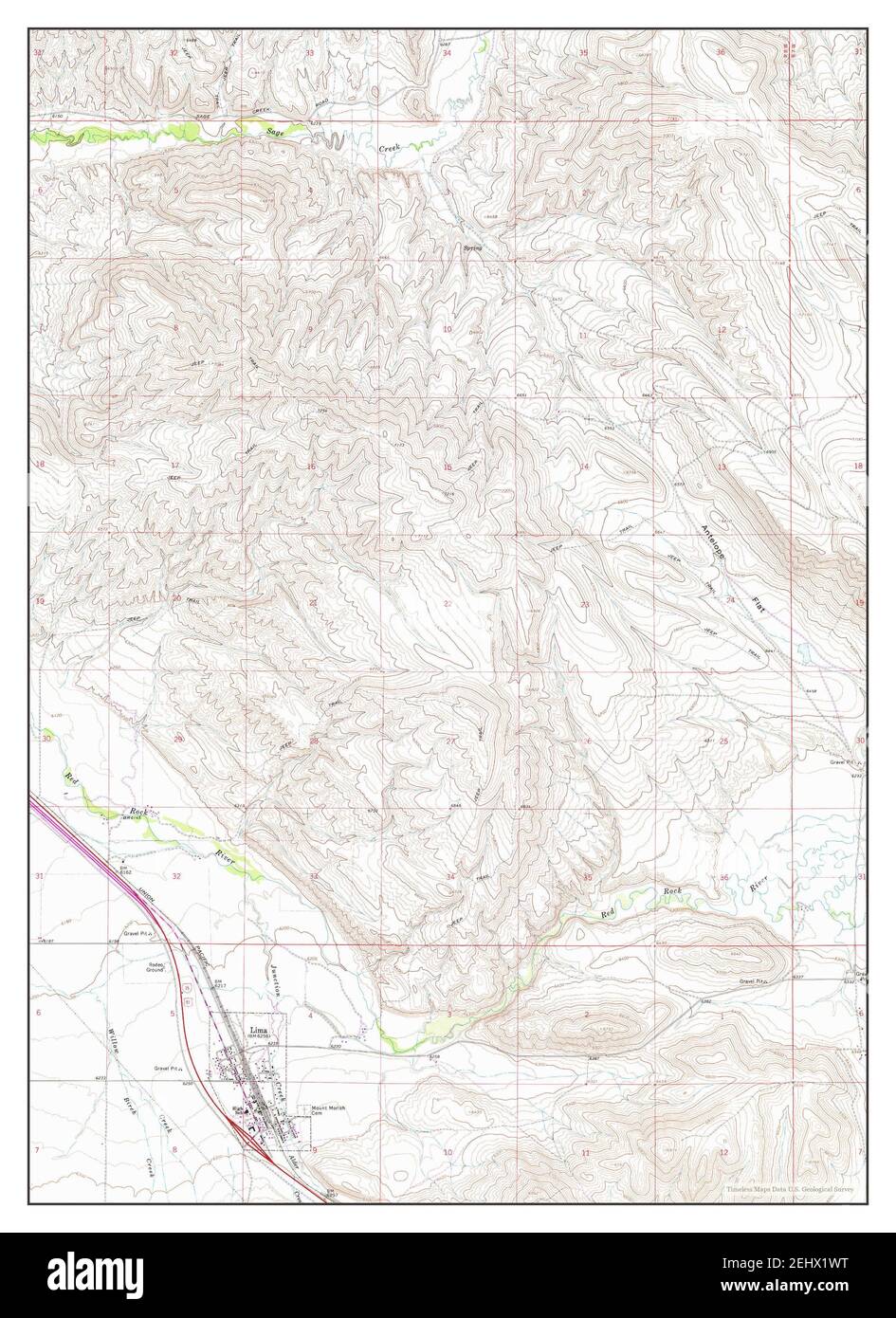 Lima, Montana, carte 1965, 1:24000, États-Unis d'Amérique par Timeless Maps, données U.S. Geological Survey Banque D'Images