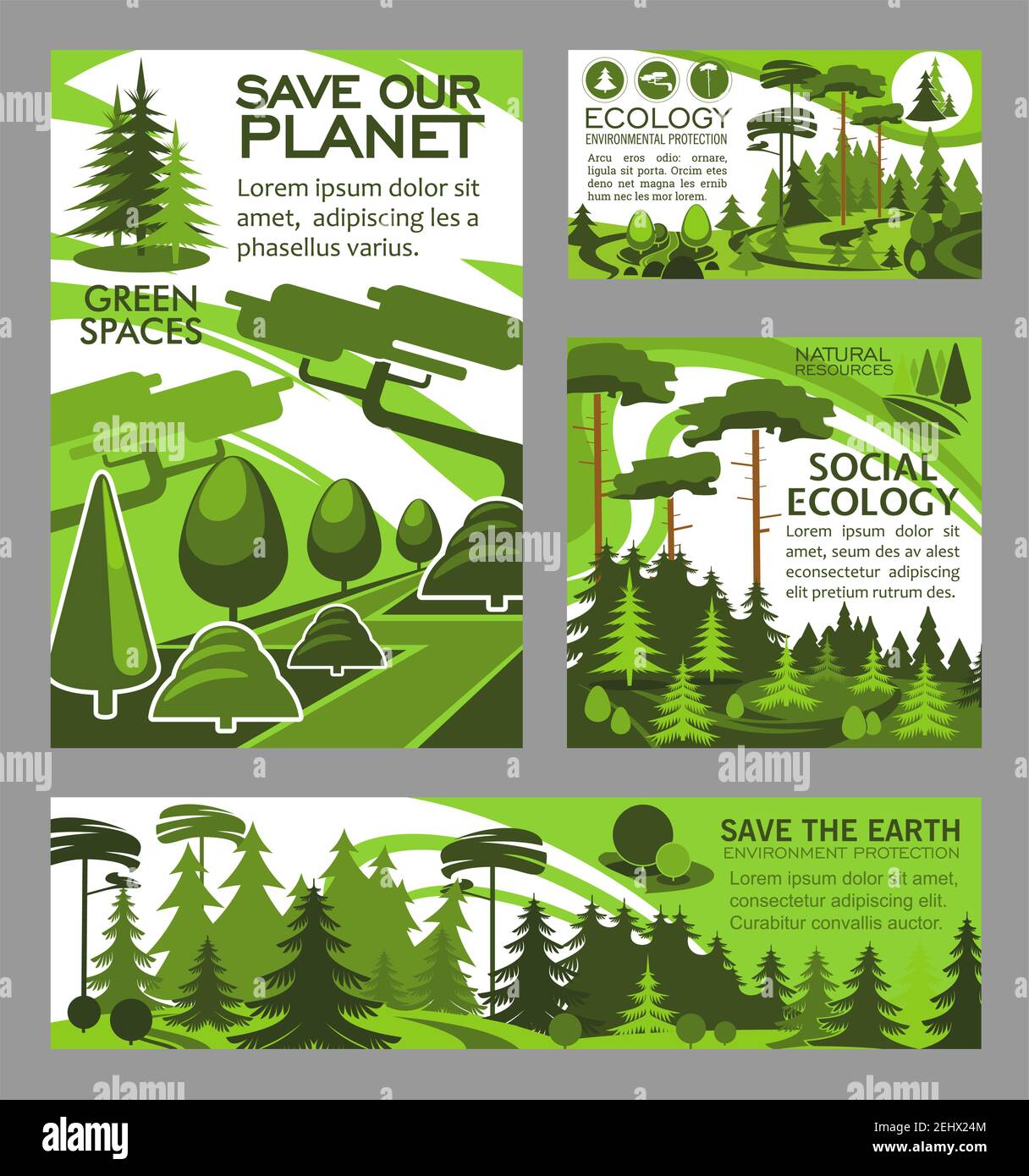 Affiches et bannières écologiques et de conservation de la nature pour ...