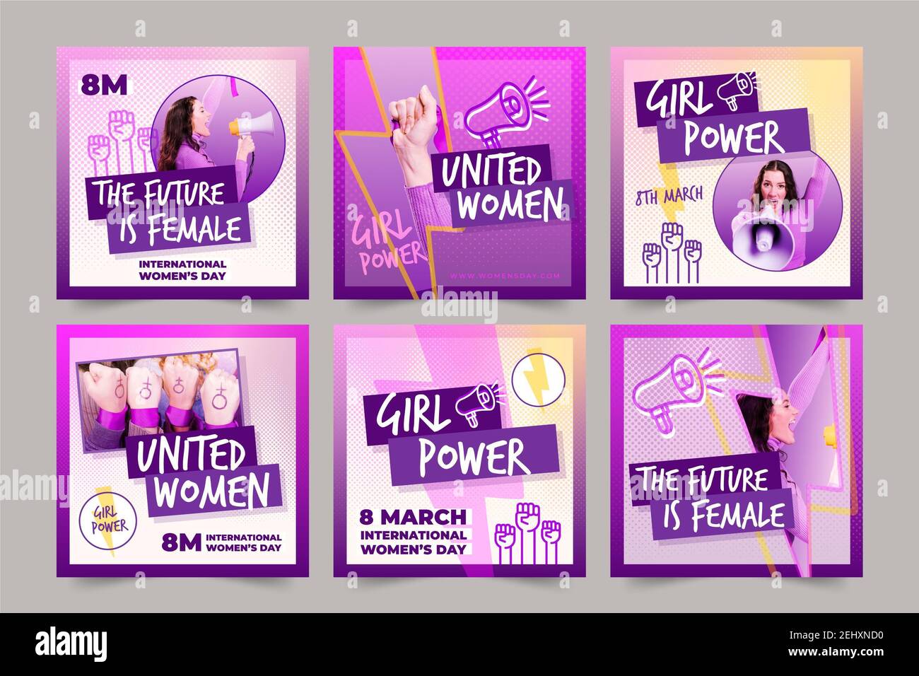 Journée internationale de la femme le 8 mars voeux, Accueil, contexte, bannière Banque D'Images