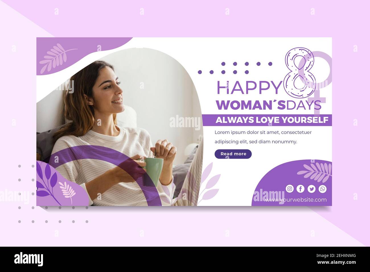 Journée internationale de la femme le 8 mars voeux, Accueil, contexte, bannière Banque D'Images