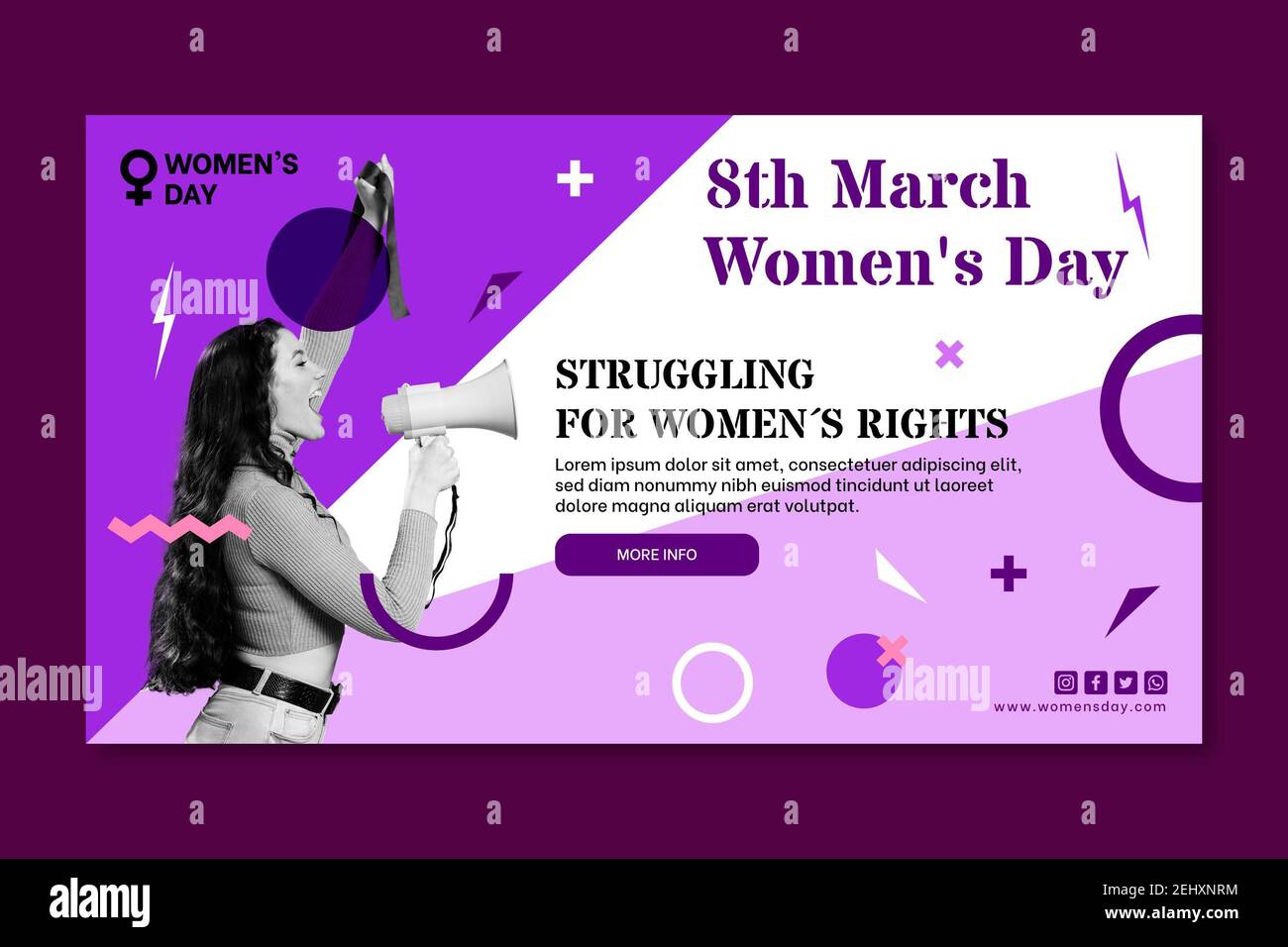 Journée internationale de la femme le 8 mars voeux, Accueil, contexte, bannière Banque D'Images