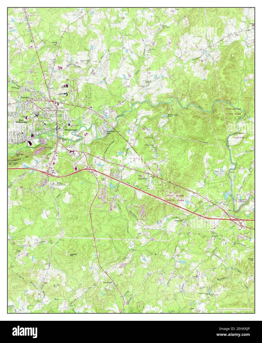 Hillsborough, Caroline du Nord, carte 1968, 1:24000, États-Unis d'Amérique par Timeless Maps, données U.S. Geological Survey Banque D'Images
