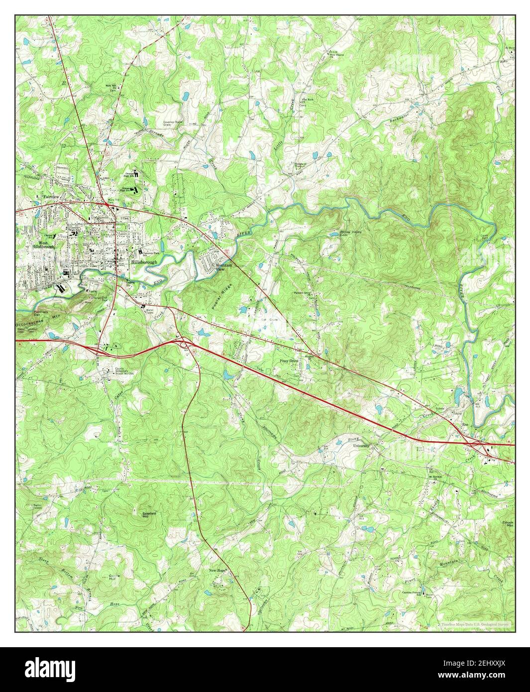 Hillsborough, Caroline du Nord, carte 1968, 1:24000, États-Unis d'Amérique par Timeless Maps, données U.S. Geological Survey Banque D'Images