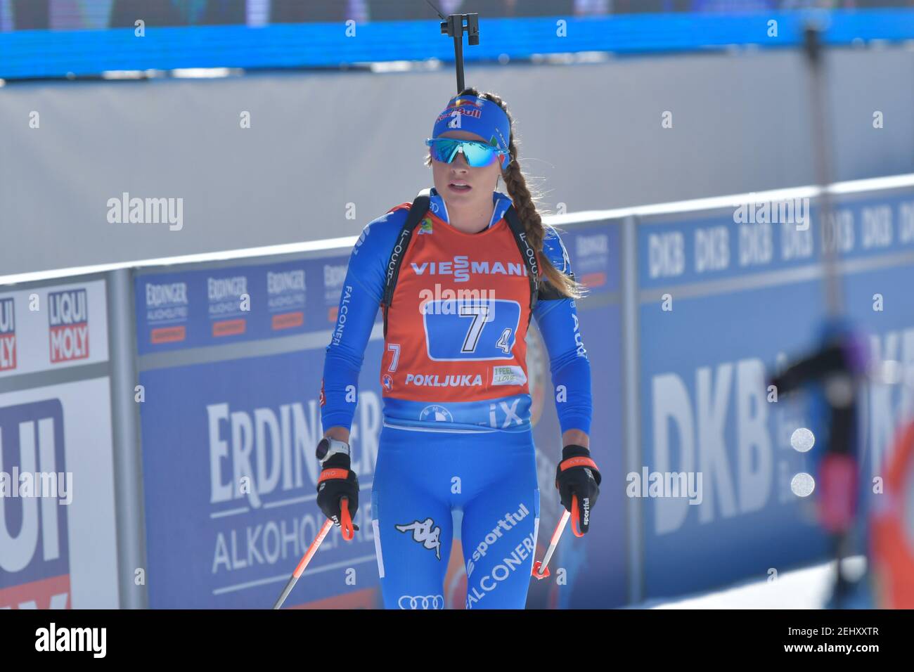 Dorothea Wierer lors des championnats du monde de l'IBU Biathlon - Men 15km Mass Start, Biathlon à Pokljuka, Italie, février 21 2021 Banque D'Images