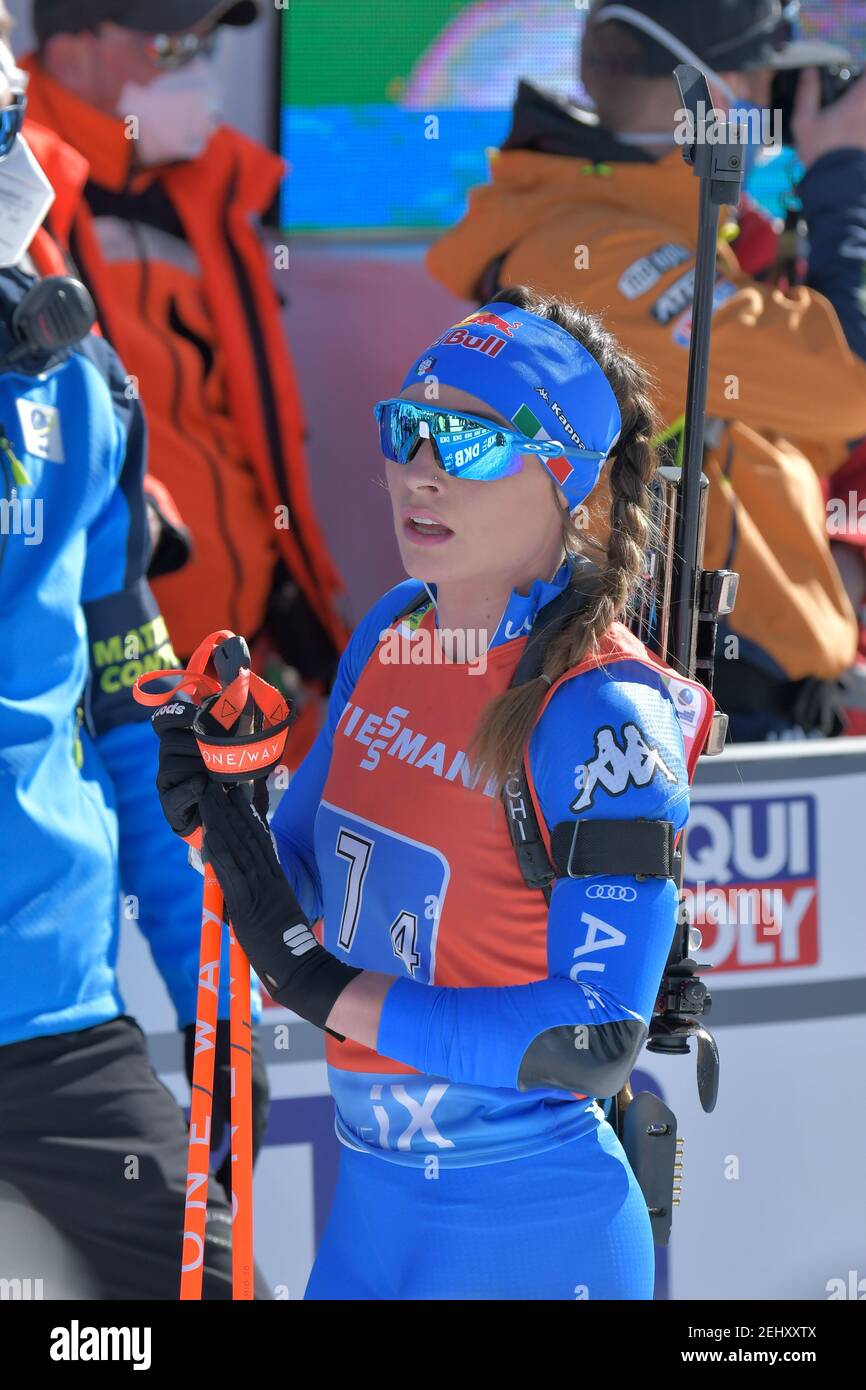 Dorothea Wierer lors des championnats du monde de l'IBU Biathlon - Men 15km Mass Start, Biathlon à Pokljuka, Italie, février 21 2021 Banque D'Images