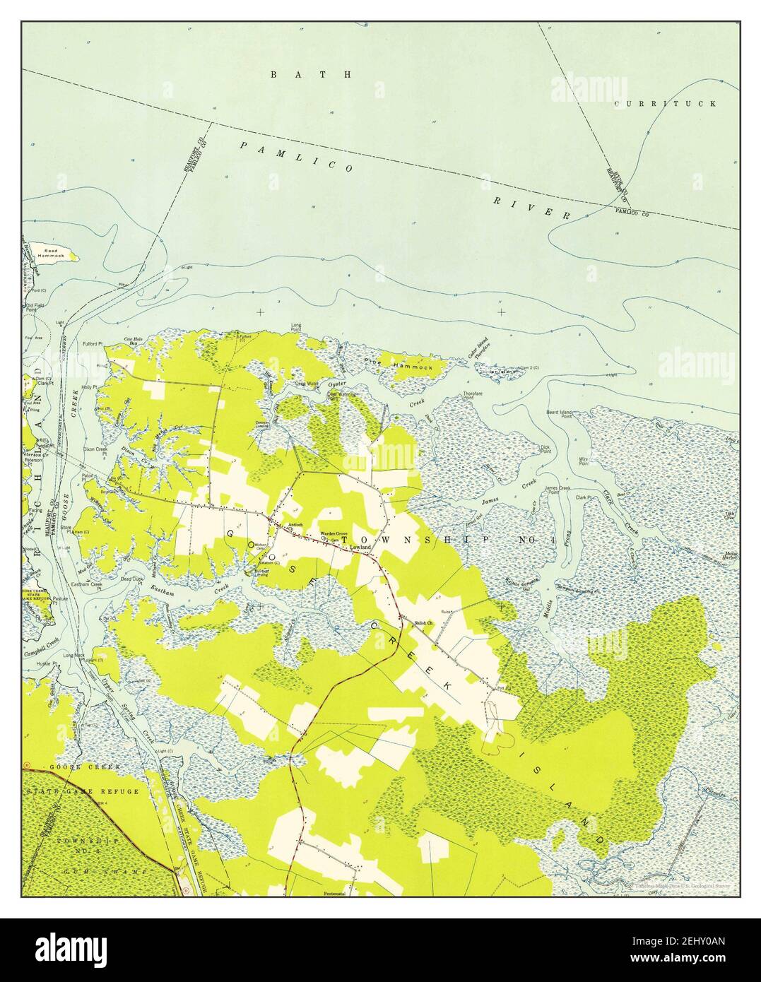 Lowland, Caroline du Nord, carte 1950, 1:24000, États-Unis d'Amérique par Timeless Maps, données U.S. Geological Survey Banque D'Images