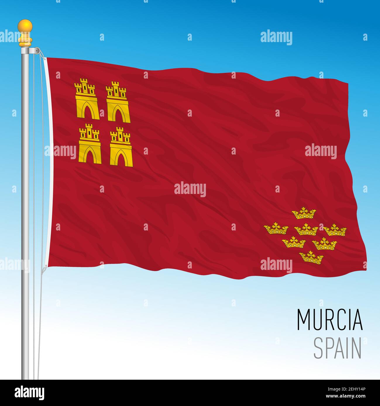 Drapeau régional de Murcie, communauté autonome d'Espagne, Union européenne, illustration vectorielle Illustration de Vecteur