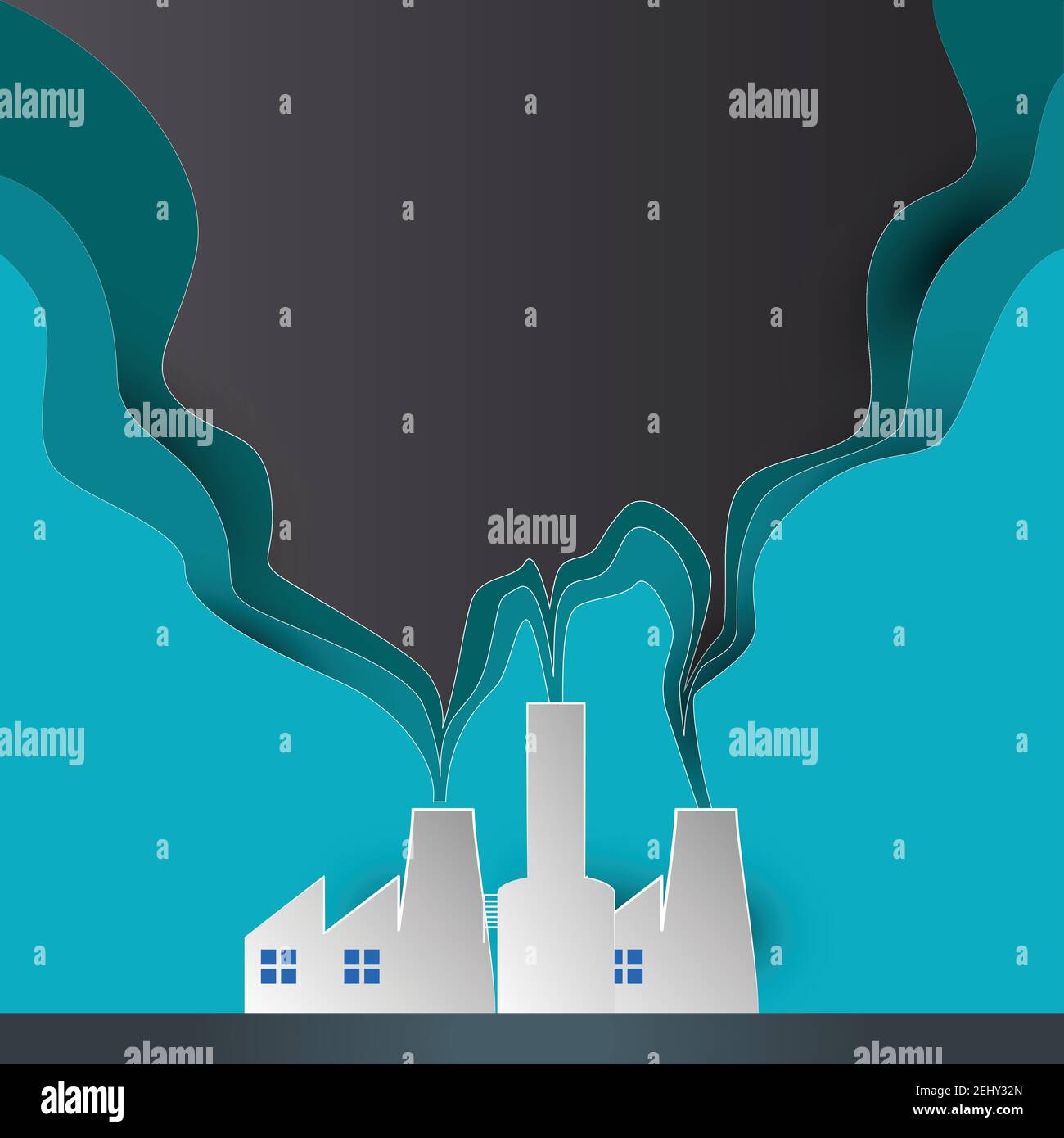 pollution de l'air de la pipe d'usine et cesspht, environnement pour pollution concept. illustration vectorielle Illustration de Vecteur