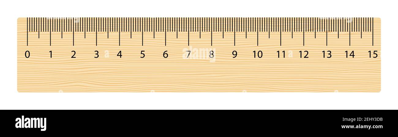 Règle en bois réaliste 15 centimètres. Outil mathématique. Illustration vectorielle isolée sur blanc Illustration de Vecteur