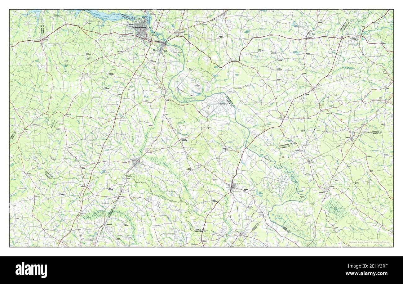 Roanoke Rapids, Caroline du Nord, carte 1985, 1:100000, États-Unis d'Amérique par Timeless Maps, données U.S. Geological Survey Banque D'Images