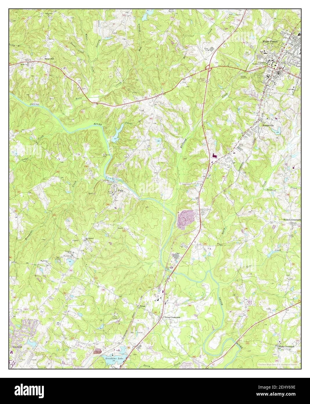 Wake Forest, Caroline du Nord, carte 1967, 1:24000, États-Unis d'Amérique par Timeless Maps, données U.S. Geological Survey Banque D'Images