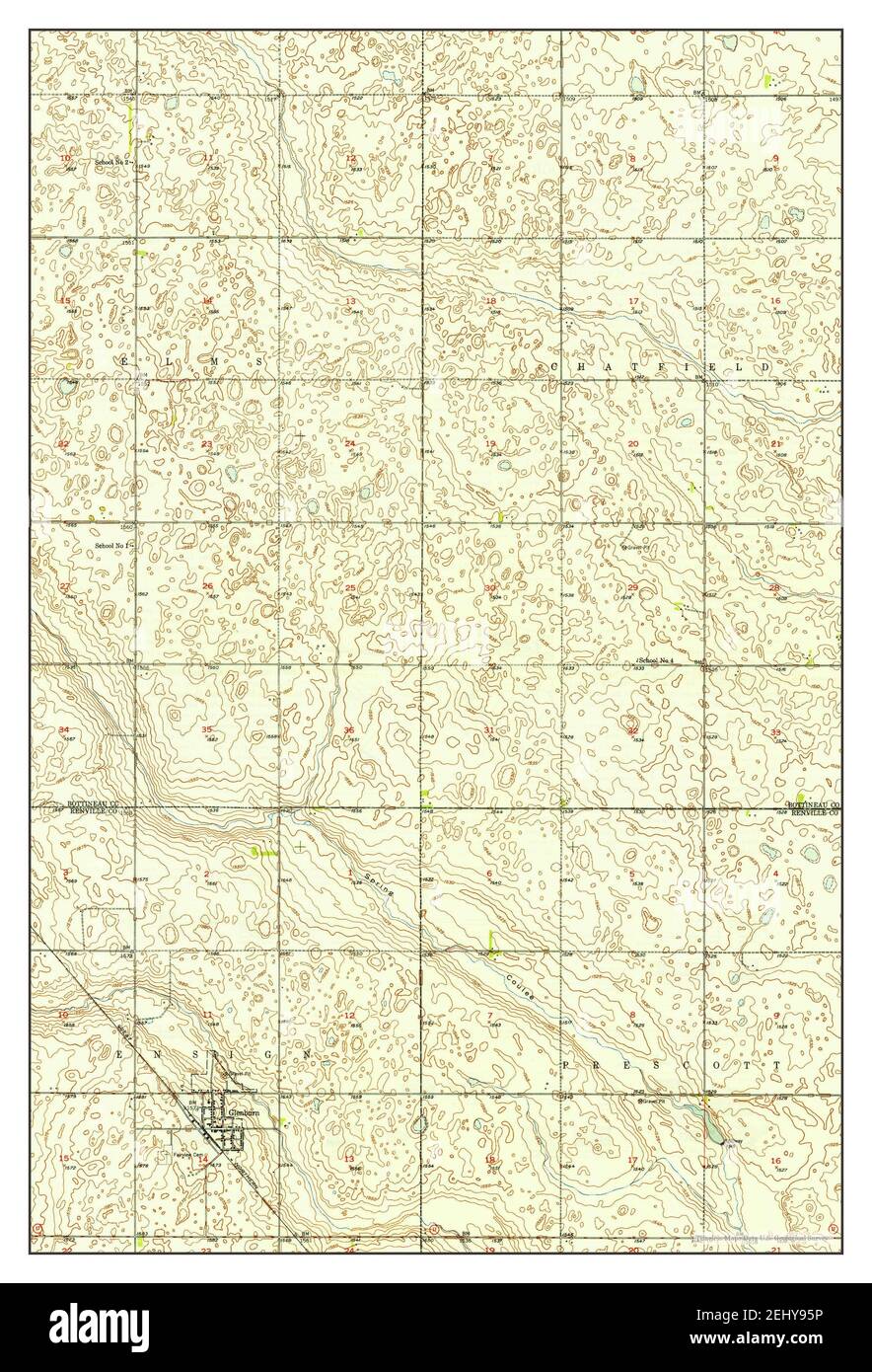 Carte du dakota du nord de glenburn Banque de photographies et d’images