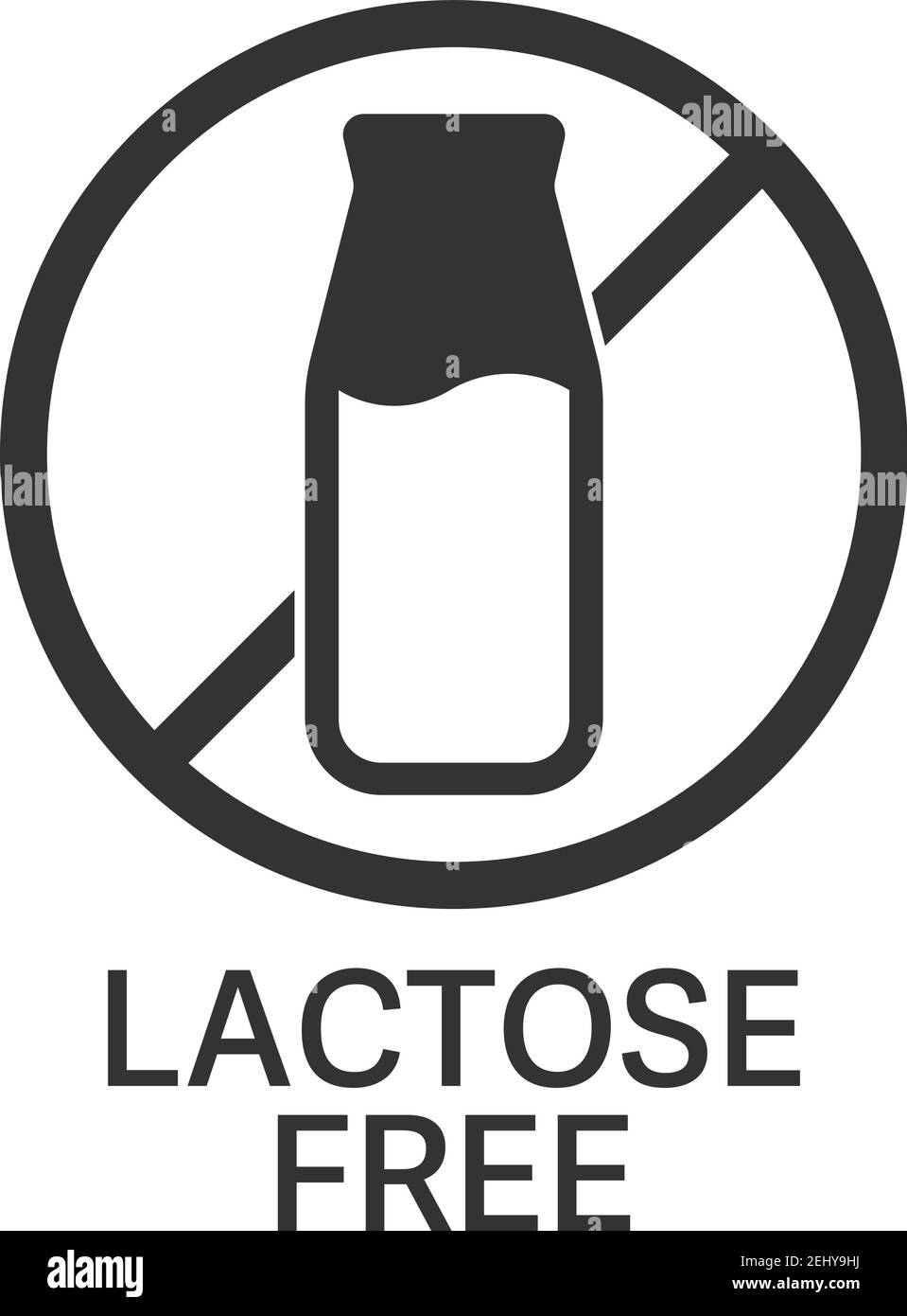 symbole ou étiquette sans lactose avec illustration du vecteur de bouteille de lait Illustration de Vecteur