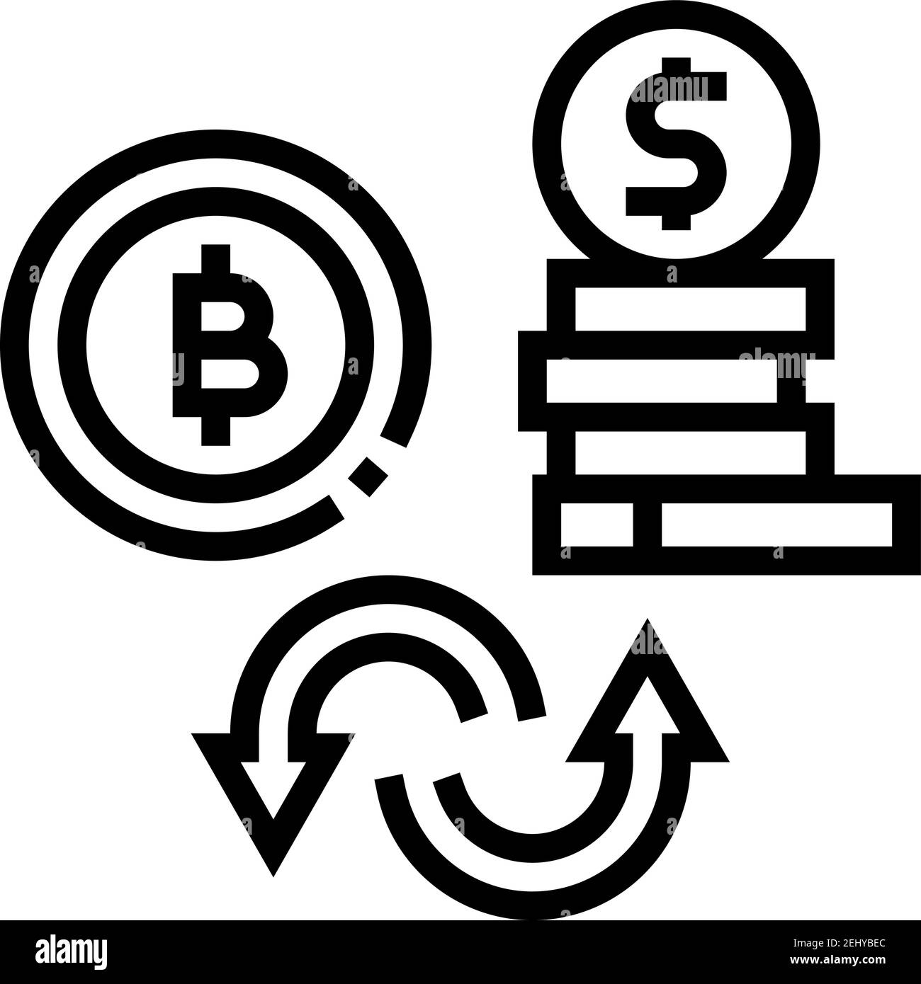 illustration du vecteur de l'icône de l'argent currancy à la ligne bitcoin Illustration de Vecteur