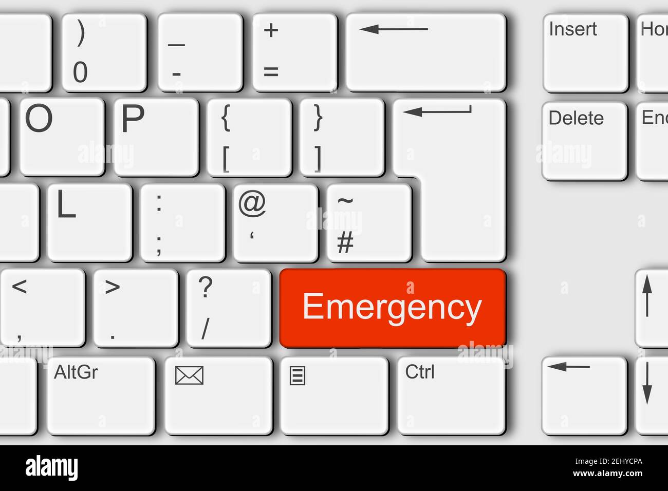 Concept d'urgence PC clavier d'ordinateur illustration 3d Banque D'Images