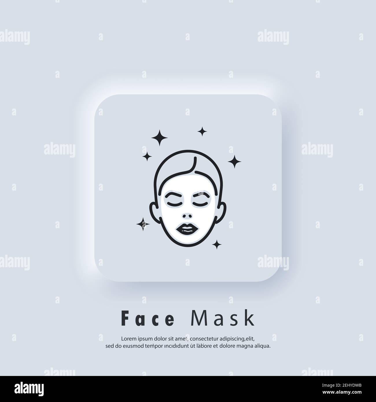 Icône de masque de visage. Concept de soins de la peau. Logo de la peau de beauté. Vecteur EPS 10. Icône IU. Bouton Web blanc de l'interface utilisateur Neumorphic UI UX. Neumorphisme Illustration de Vecteur