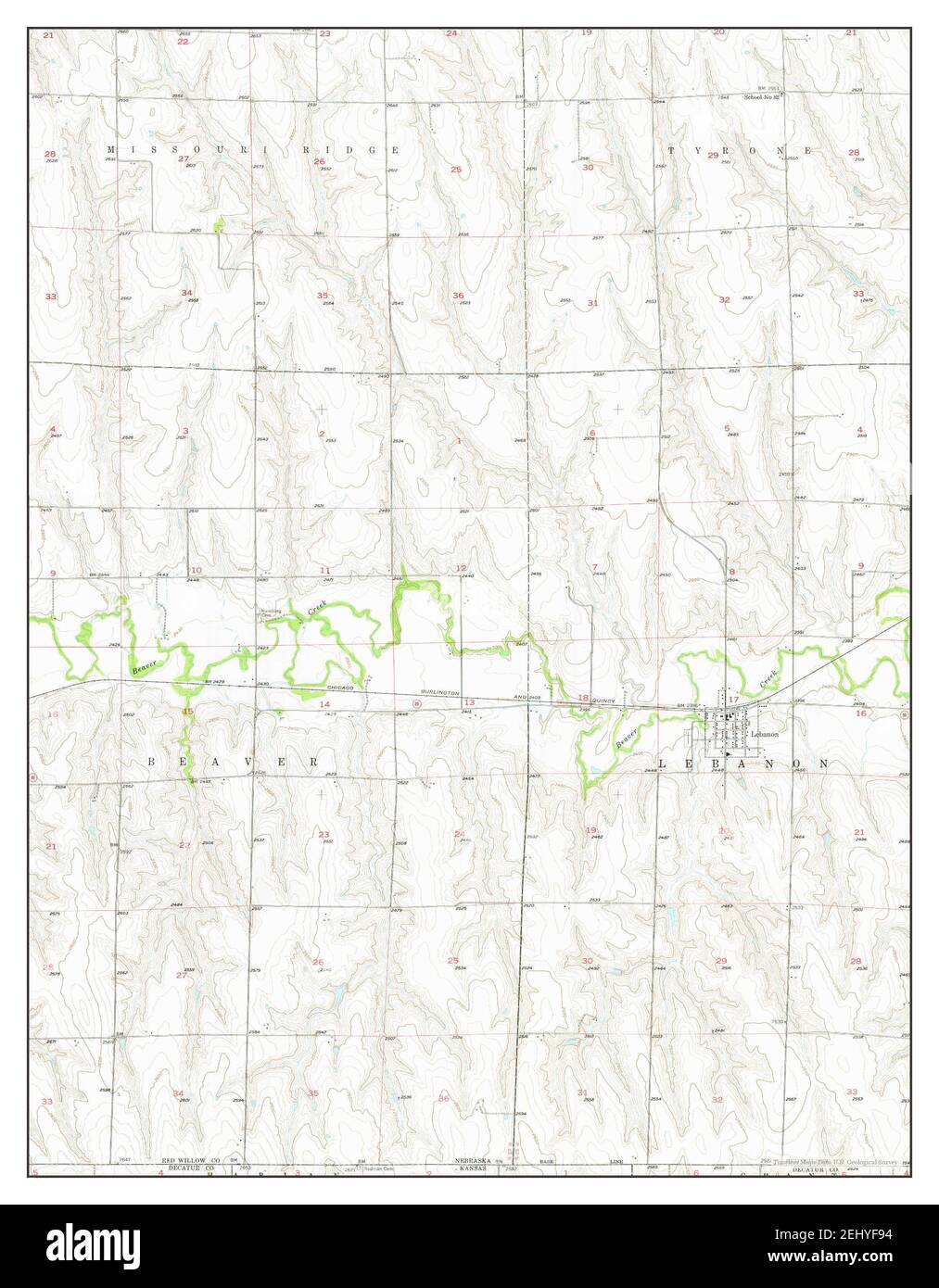 Liban, Nebraska, carte 1957, 1:24000, États-Unis d'Amérique par Timeless Maps, données U.S. Geological Survey Banque D'Images