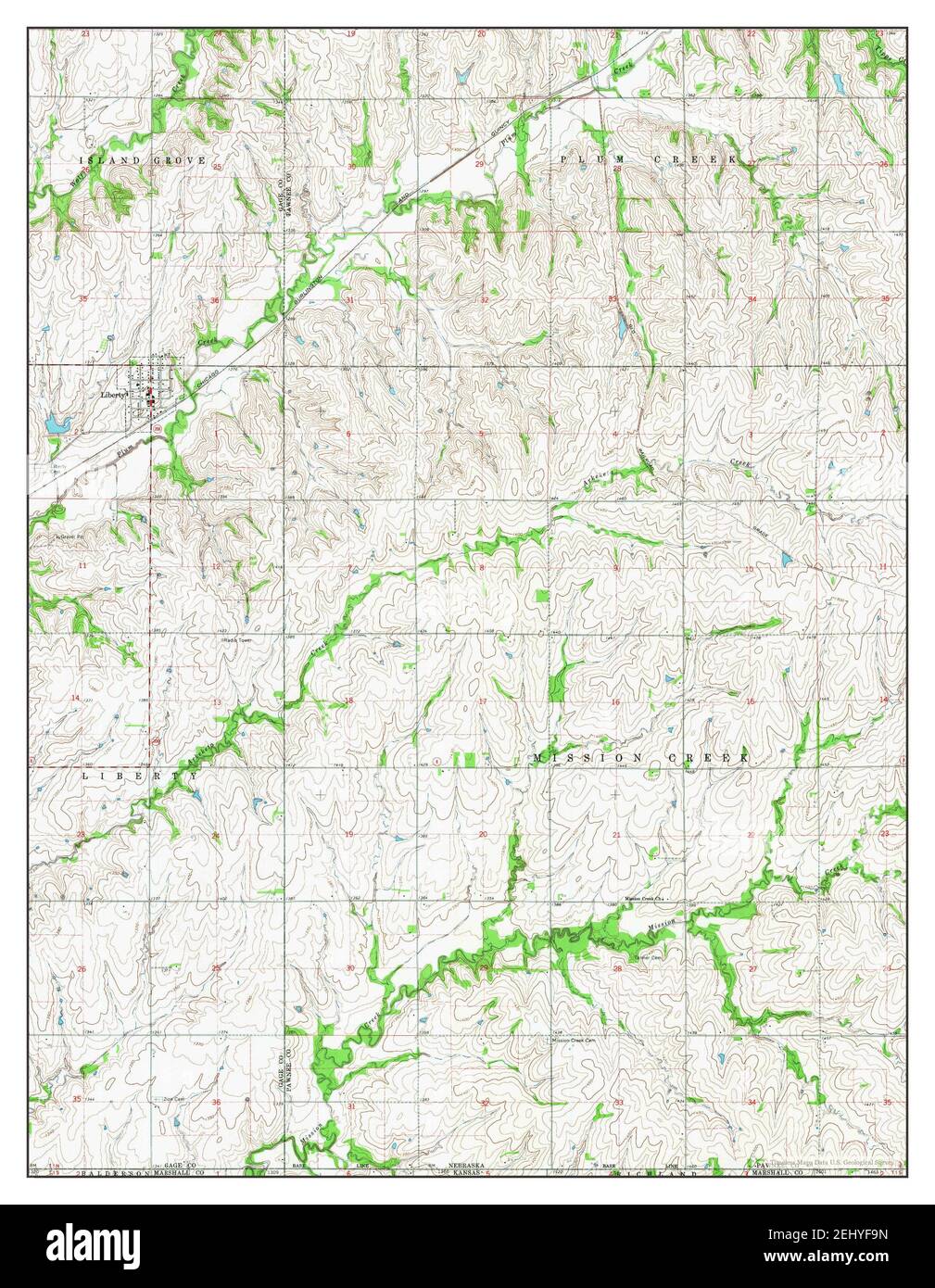 Liberty, Nebraska, carte 1965, 1:24000, États-Unis d'Amérique par Timeless Maps, Data U.S. Geological Survey Banque D'Images