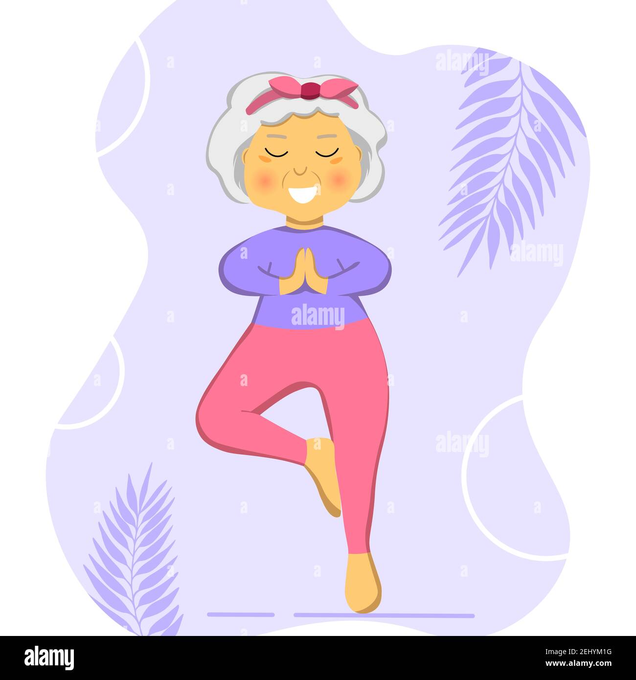 Sport Granny Fait Du Yoga Personne Agee Illustration De Dessin Anime Vectoriel Coloree Femme Senior En Posture Yoga Faire De L Exercice Pour Une Meilleure Sante Plat Isole Image Vectorielle Stock Alamy