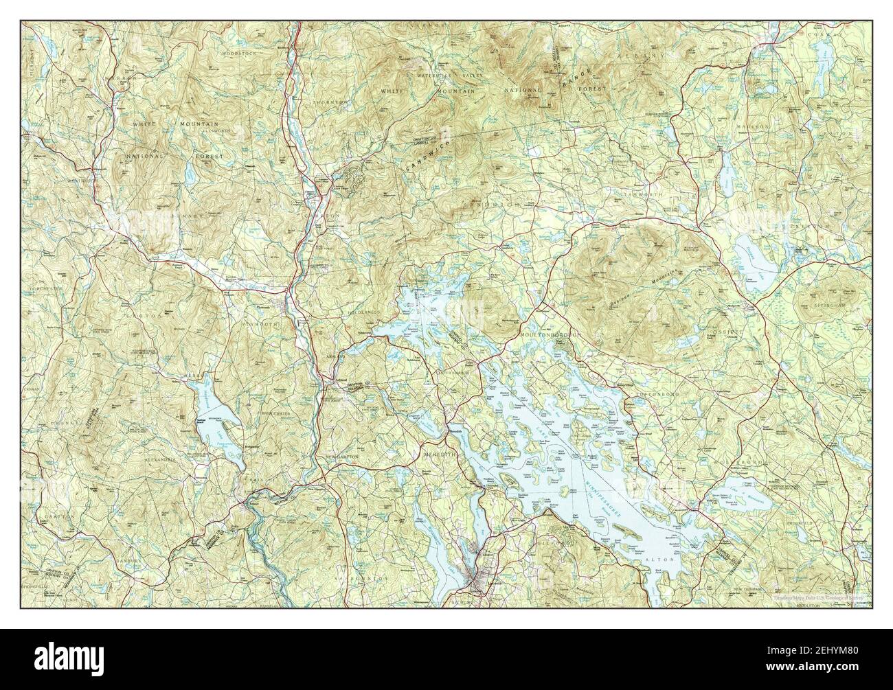 Lake Winnipesaukee, New Hampshire, carte 1986, 1:100000, États-Unis d'Amérique par Timeless Maps, données U.S. Geological Survey Banque D'Images