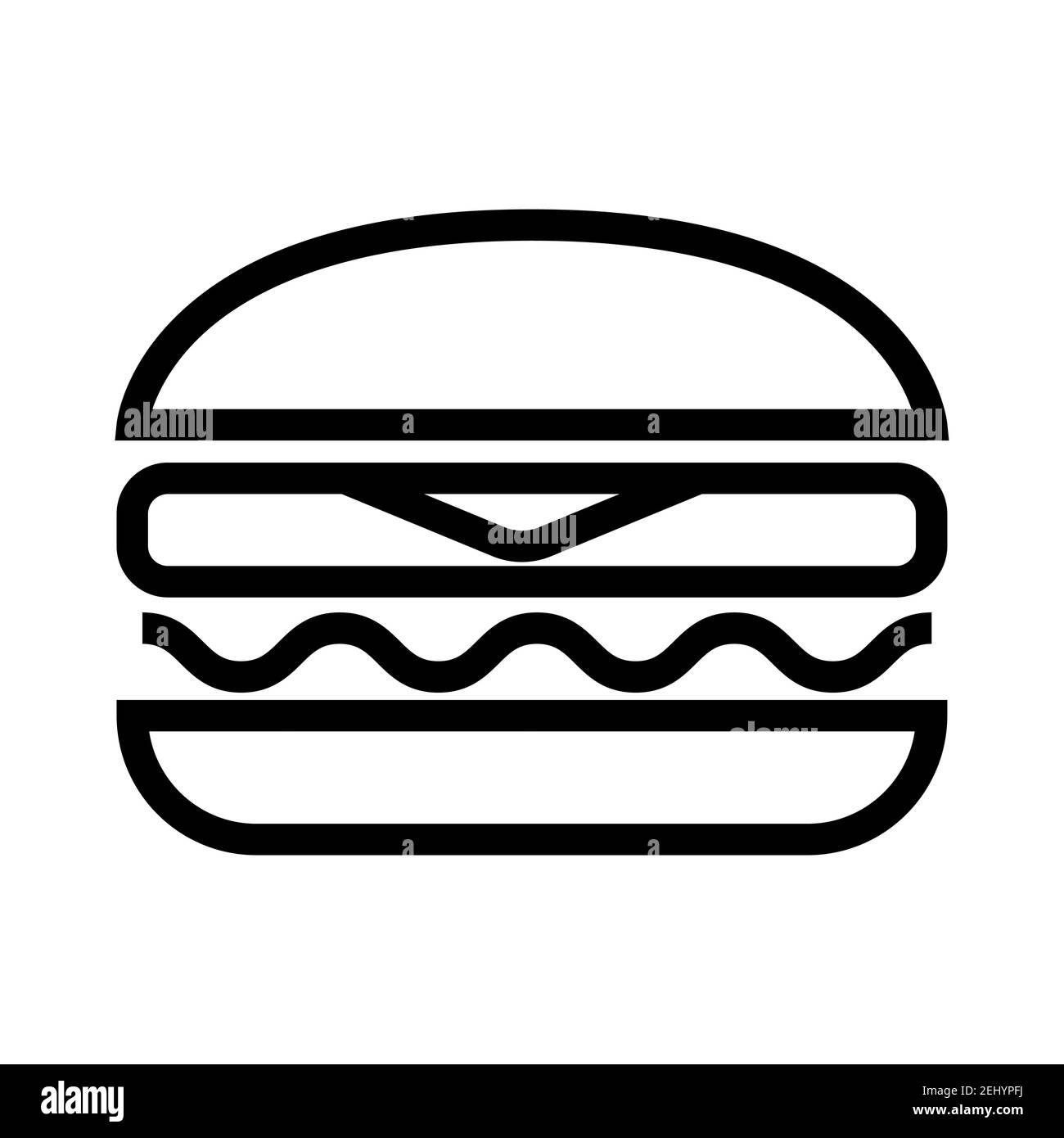Délicieux hamburger juteux avec du côtelette de viande, du fromage et de la salade. Icône de cuisine simple dans un style de ligne tendance isolé sur fond blanc pour les applications Web et mobiles Illustration de Vecteur