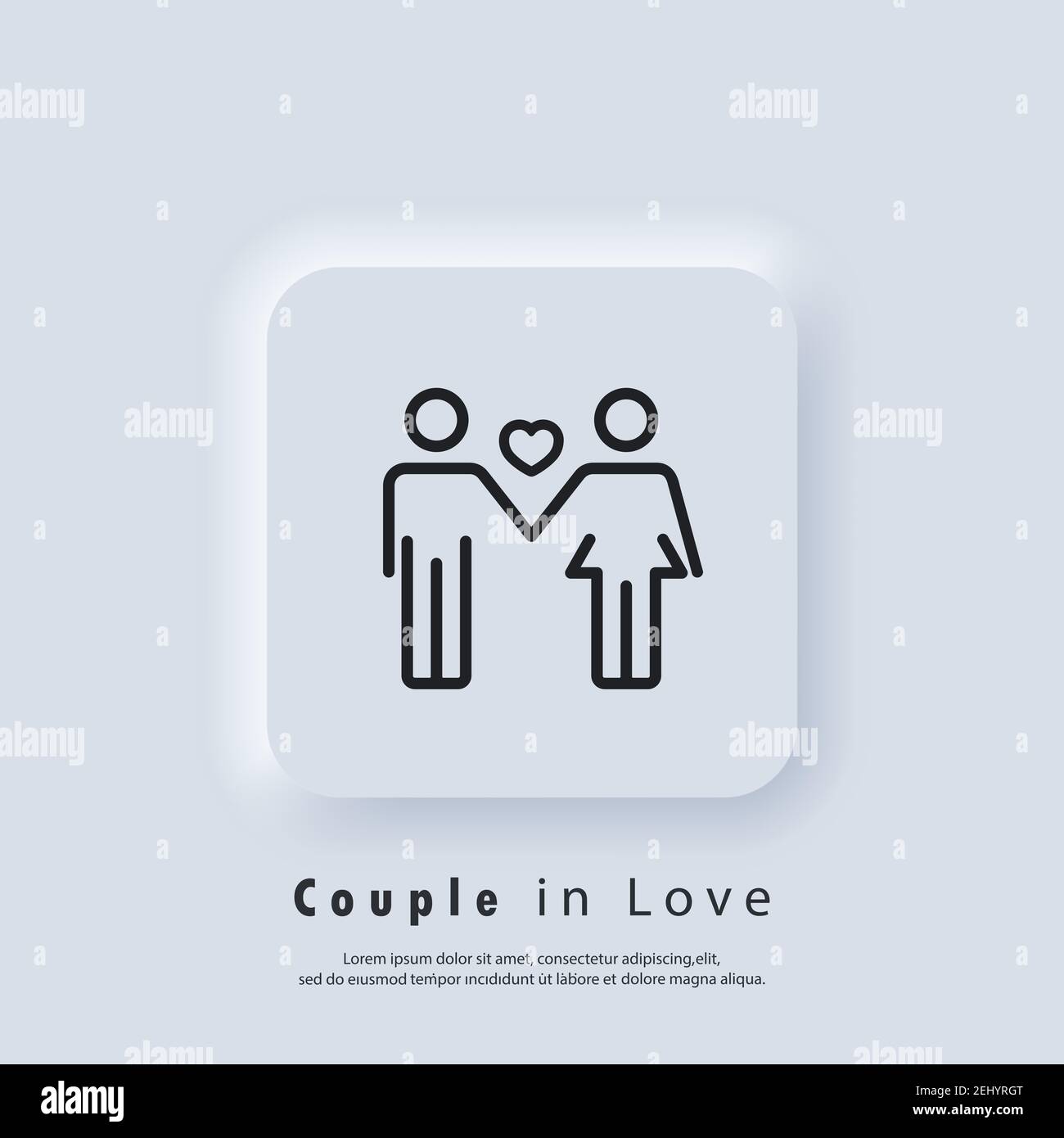 Icône couple amoureux. Logo d'amour. Concept de la Saint-Valentin et de l'amour. Vecteur EPS 10. Icône IU. Bouton Web blanc de l'interface utilisateur Neumorphic UI UX. Neumorphis Illustration de Vecteur