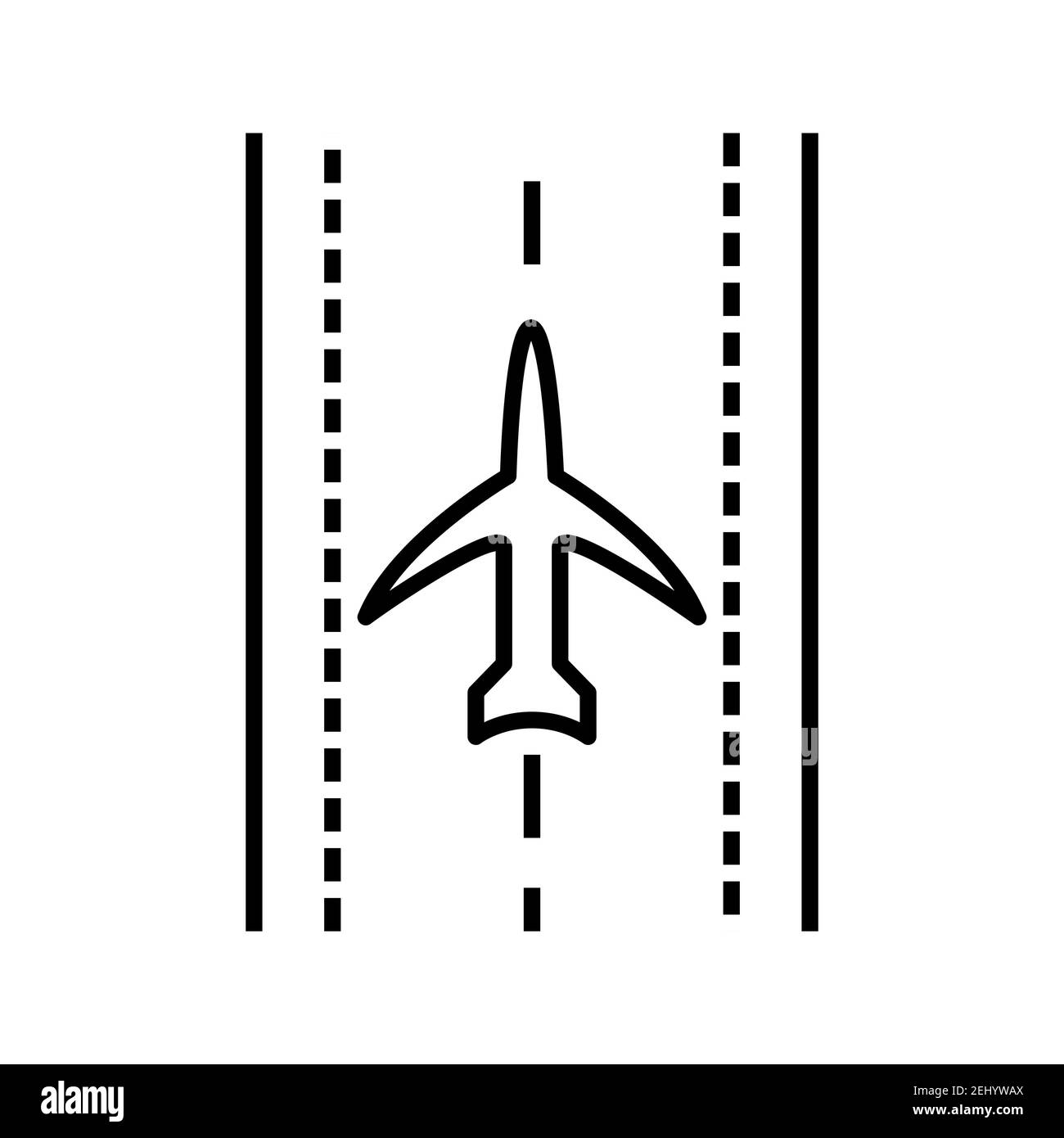 Illustration d'un avion sur une icône de vecteur de piste isolée sur fond blanc Banque D'Images Illustration d'un avion sur une icône de vecteur de piste isolée sur fond blanc Banque D'Images