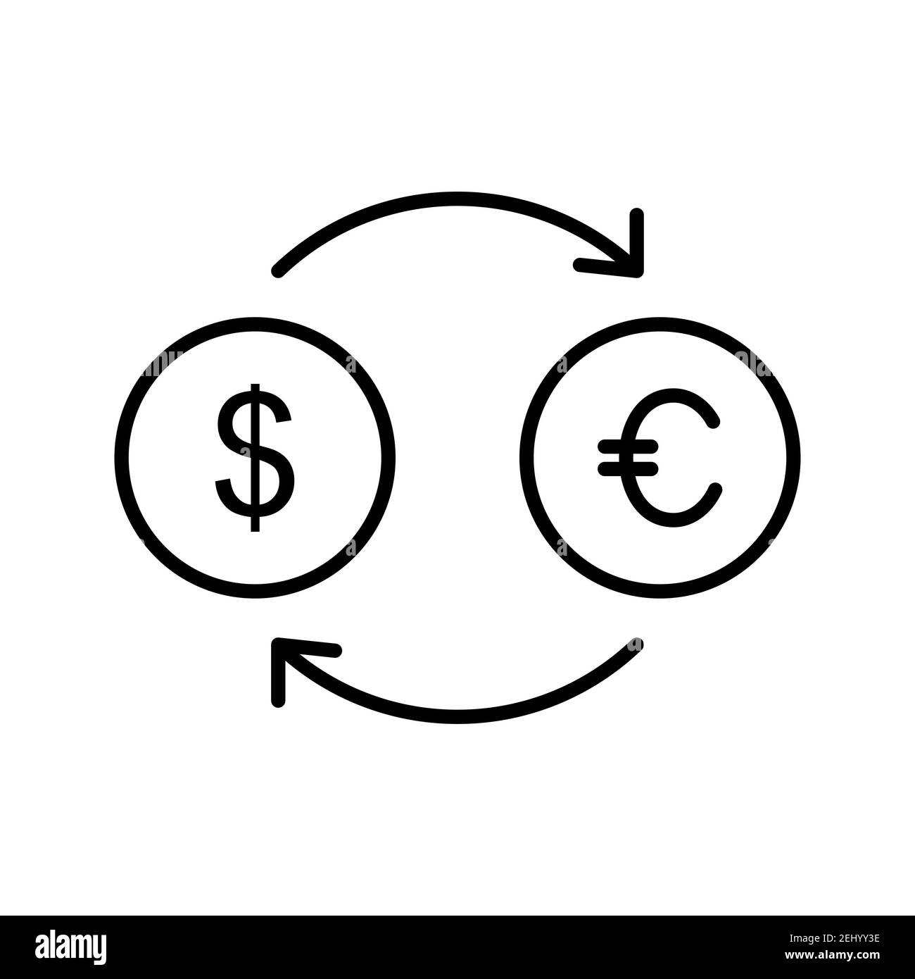 Illustration de l'icône de vecteur dollar-ligne euro isolée sur arrière-plan blanc Banque D'Images