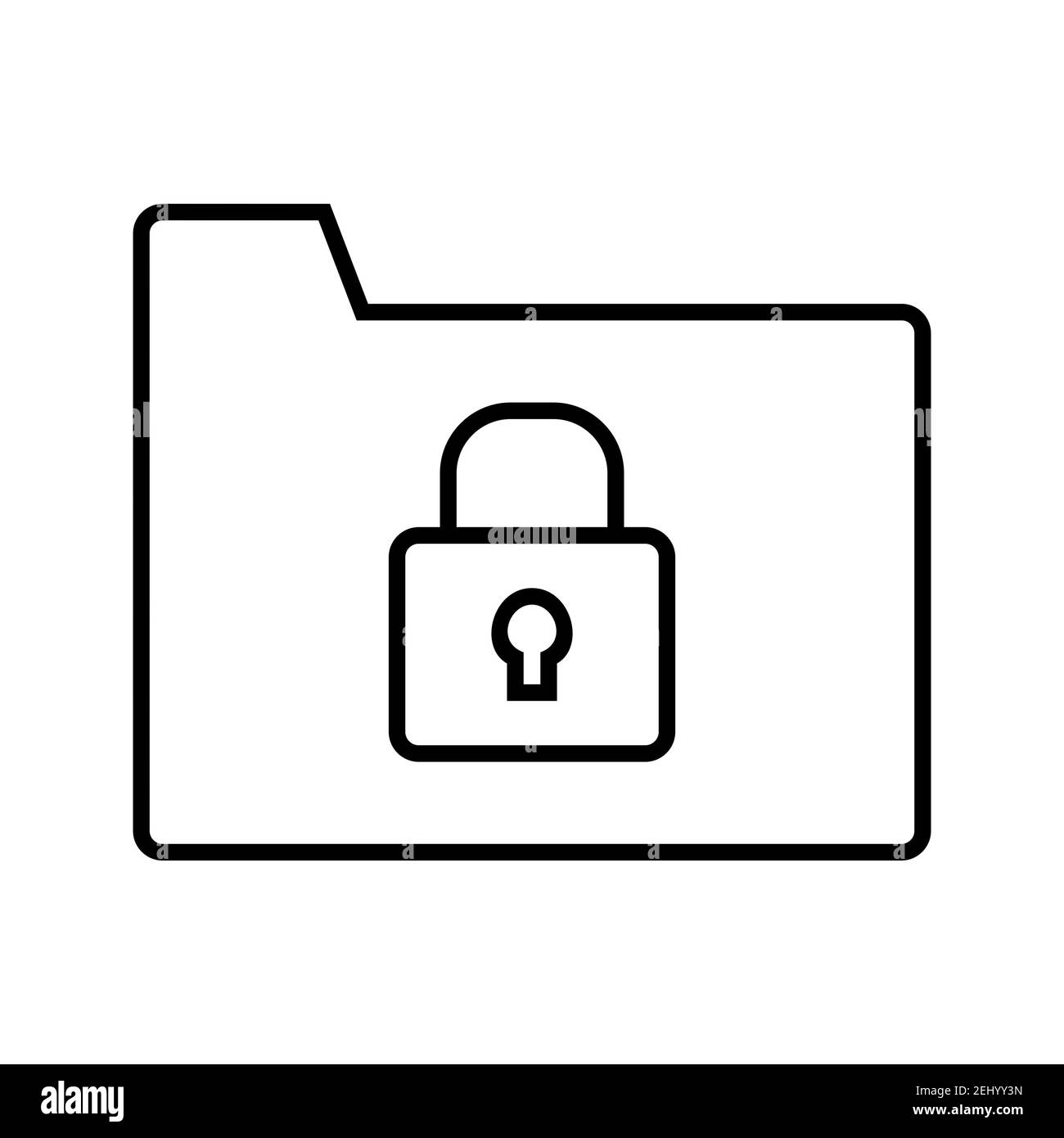 Illustration de l'icône de vecteur de ligne de dossier sécurisé isolée sur blanc arrière-plan Banque D'Images