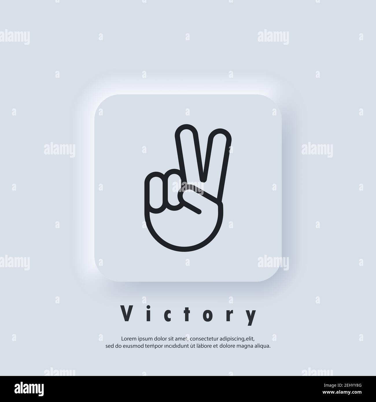 Logo Victory. Signe de victoire ou de paix. Geste de main de l'homme ...