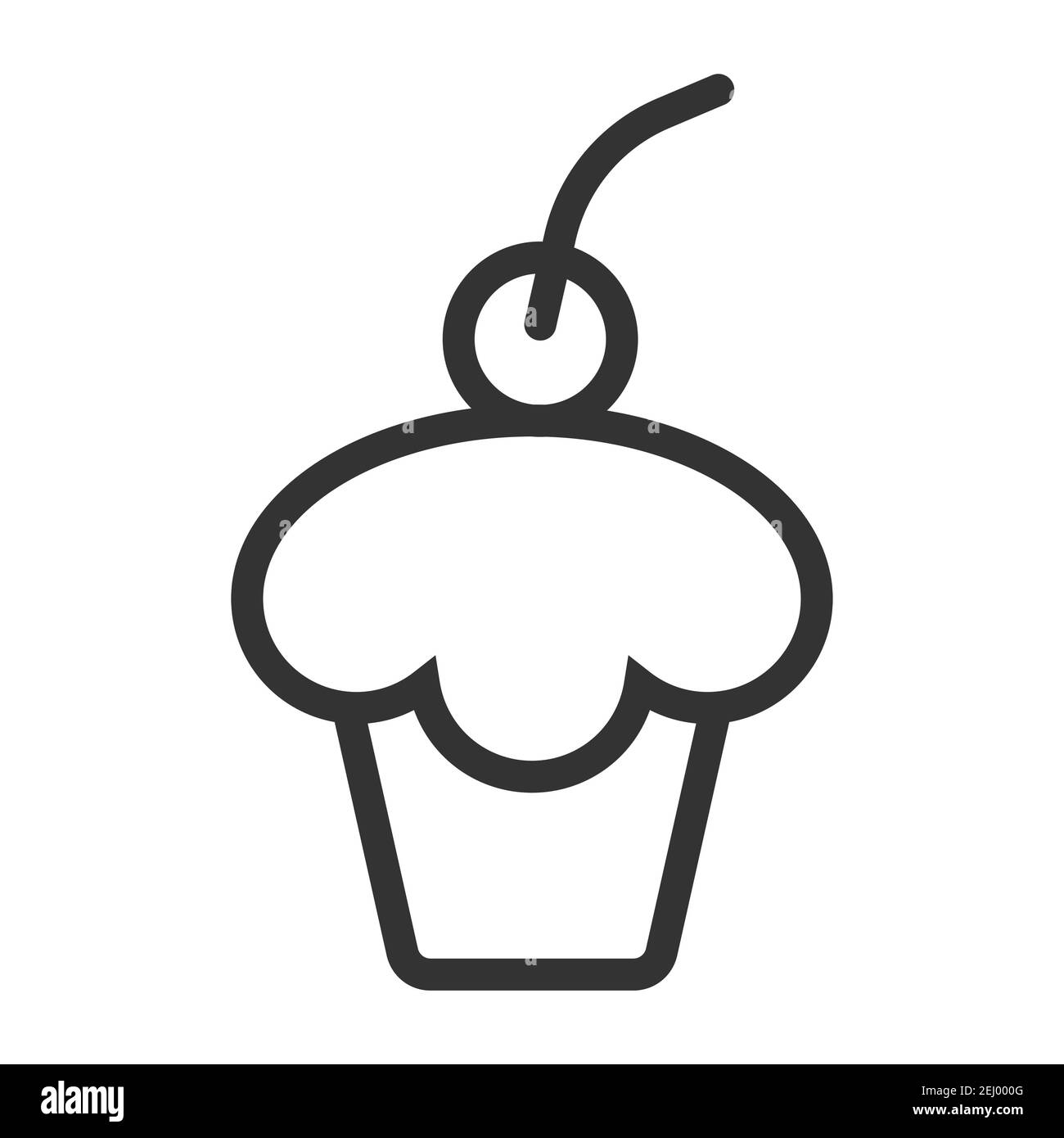 Gâteau avec cerise sur le dessus. Icône de cuisine simple dans un style de ligne tendance isolé sur fond blanc pour les applications Web et le concept mobile. Illustration vectorielle. EPS1 Illustration de Vecteur