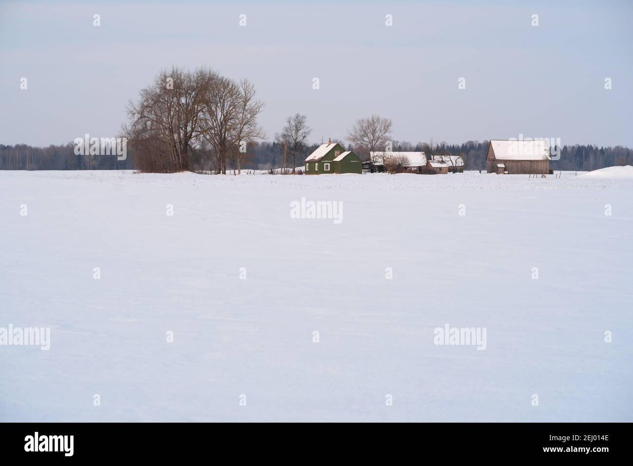 Raseiniai, Lituanie 02-19-2021 Village lituanien, paysage hivernal, beaucoup de neige. Banque D'Images