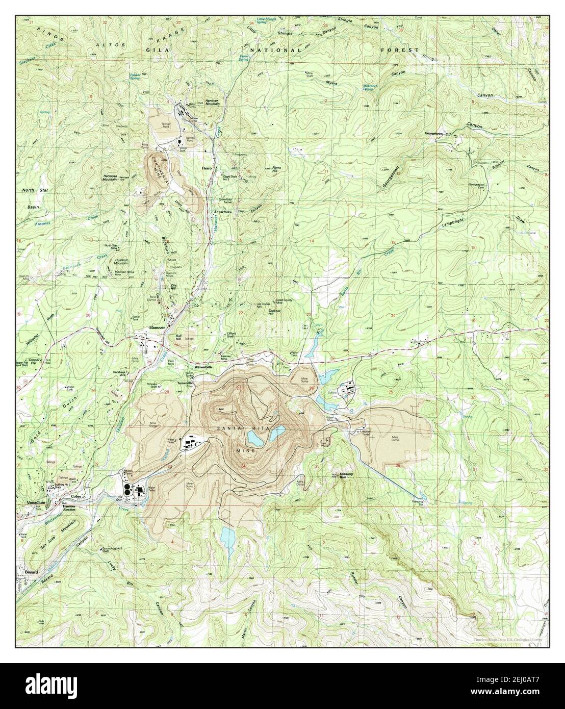 Santa Rita Mine, Nouveau-Mexique, carte 1992, 1:24000, États-Unis d'Amérique par Timeless Maps, données U.S. Geological Survey Banque D'Images