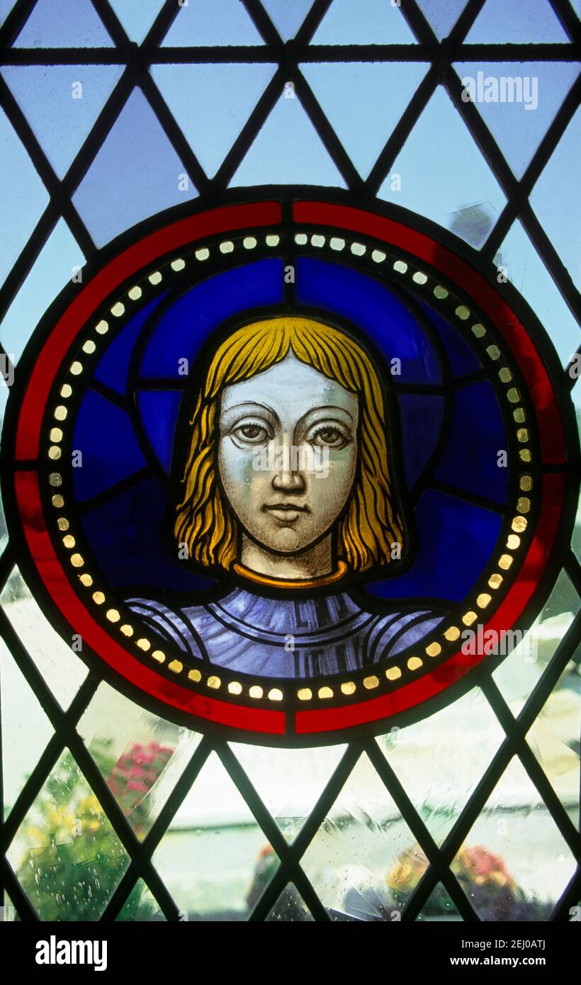 Belle France Jeanne d'Arc vitraux fenêtre à Carmalite Cimetière Chapelle Banque D'Images