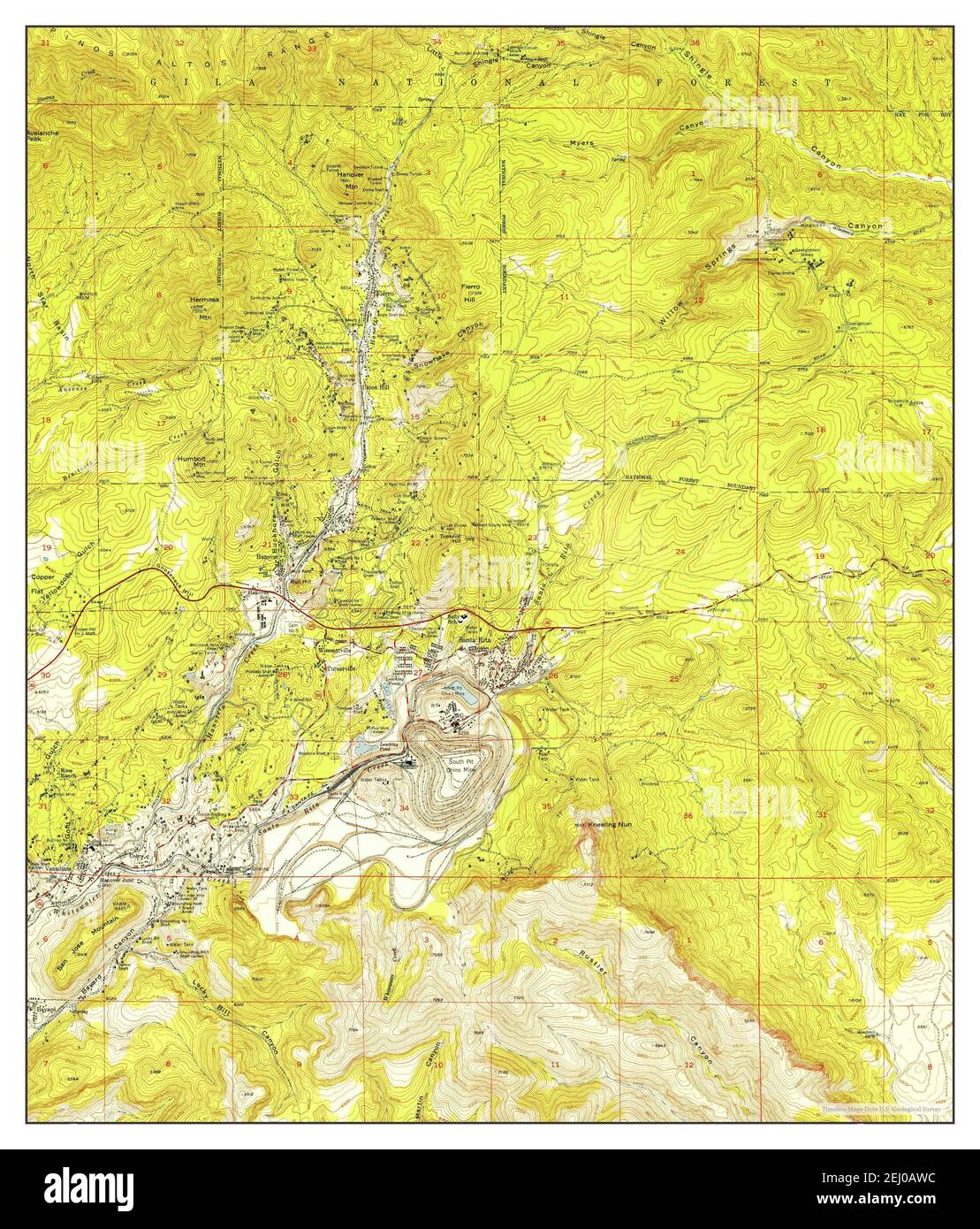 Santa Rita, Nouveau-Mexique, carte 1951, 1:24000, États-Unis d'Amérique par Timeless Maps, données U.S. Geological Survey Banque D'Images