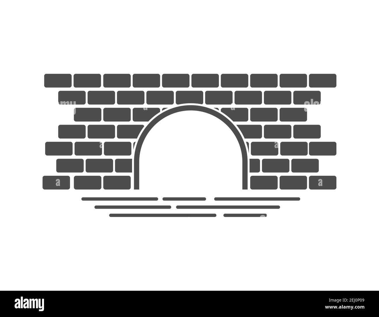 Pont en briques sur le canal. Icône vectorielle pour la conception thématique. Style plat. Illustration de Vecteur