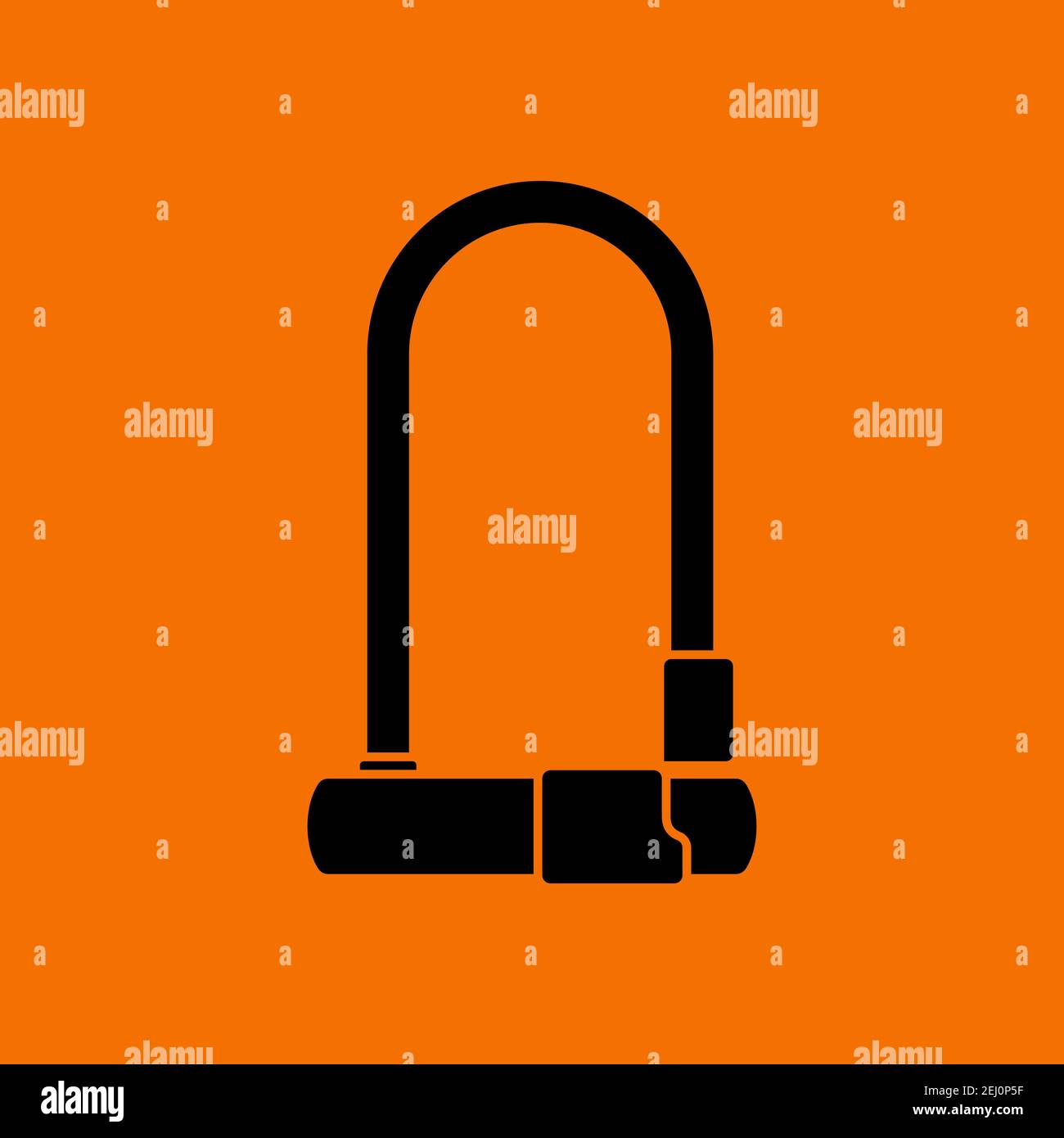 Icône de verrouillage de vélo. Noir sur fond orange. Illustration vectorielle. Illustration de Vecteur