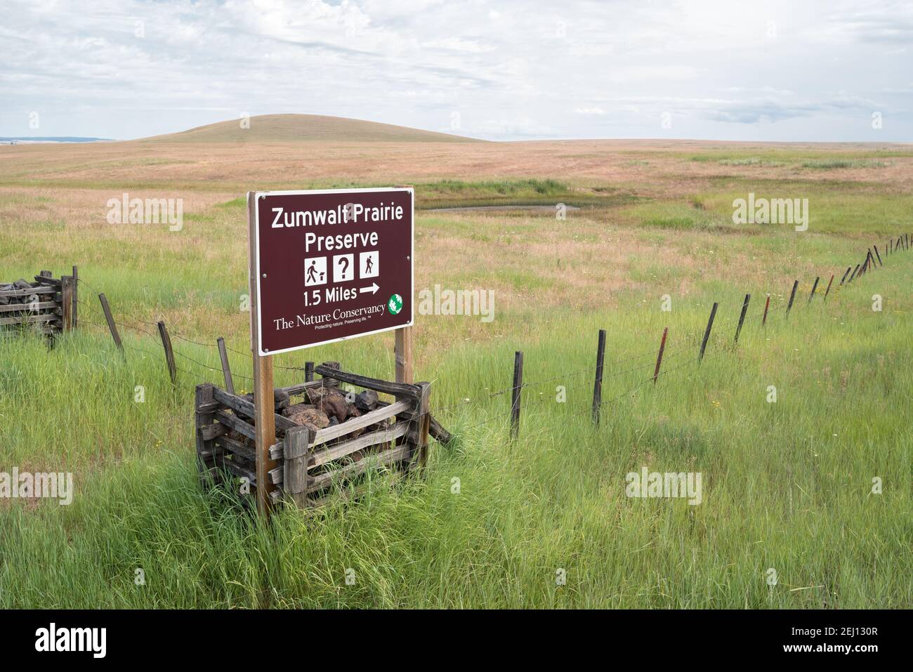 Panneau de la réserve de Zumwalt Prairie, nord-est de l'Oregon. Banque D'Images