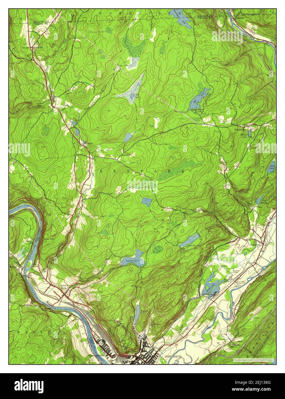 Port Jervis North, New York, carte 1942, 1:24000, États-Unis d'Amérique par Timeless Maps, données U.S. Geological Survey Banque D'Images