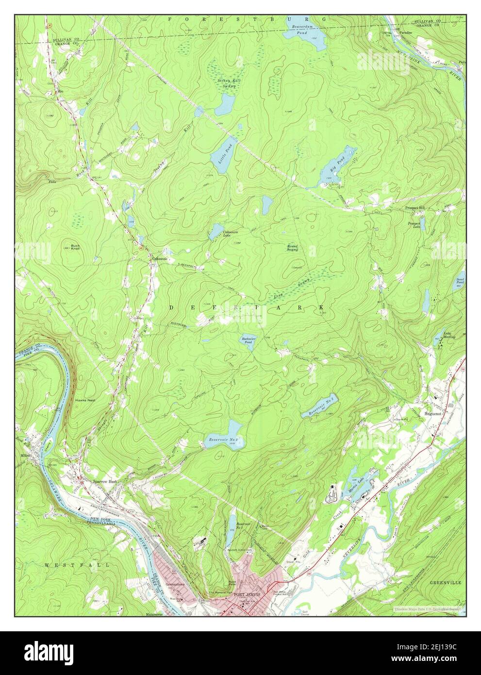 Port Jervis North, New York, carte 1969, 1:24000, États-Unis d'Amérique par Timeless Maps, données U.S. Geological Survey Banque D'Images