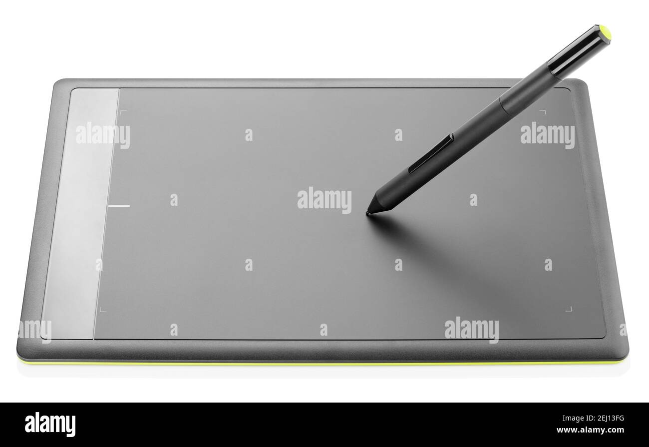 Tablette graphique moderne isolée sur fond blanc Banque D'Images