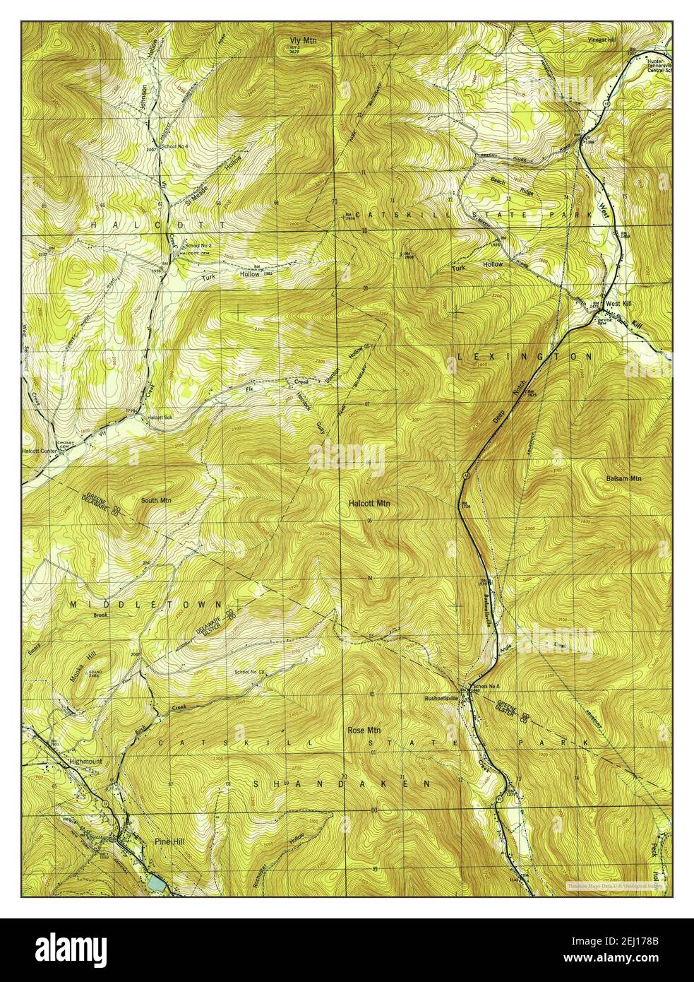 West Kill, New York, carte 1945, 1:24000, États-Unis d'Amérique par Timeless Maps, données U.S. Geological Survey Banque D'Images